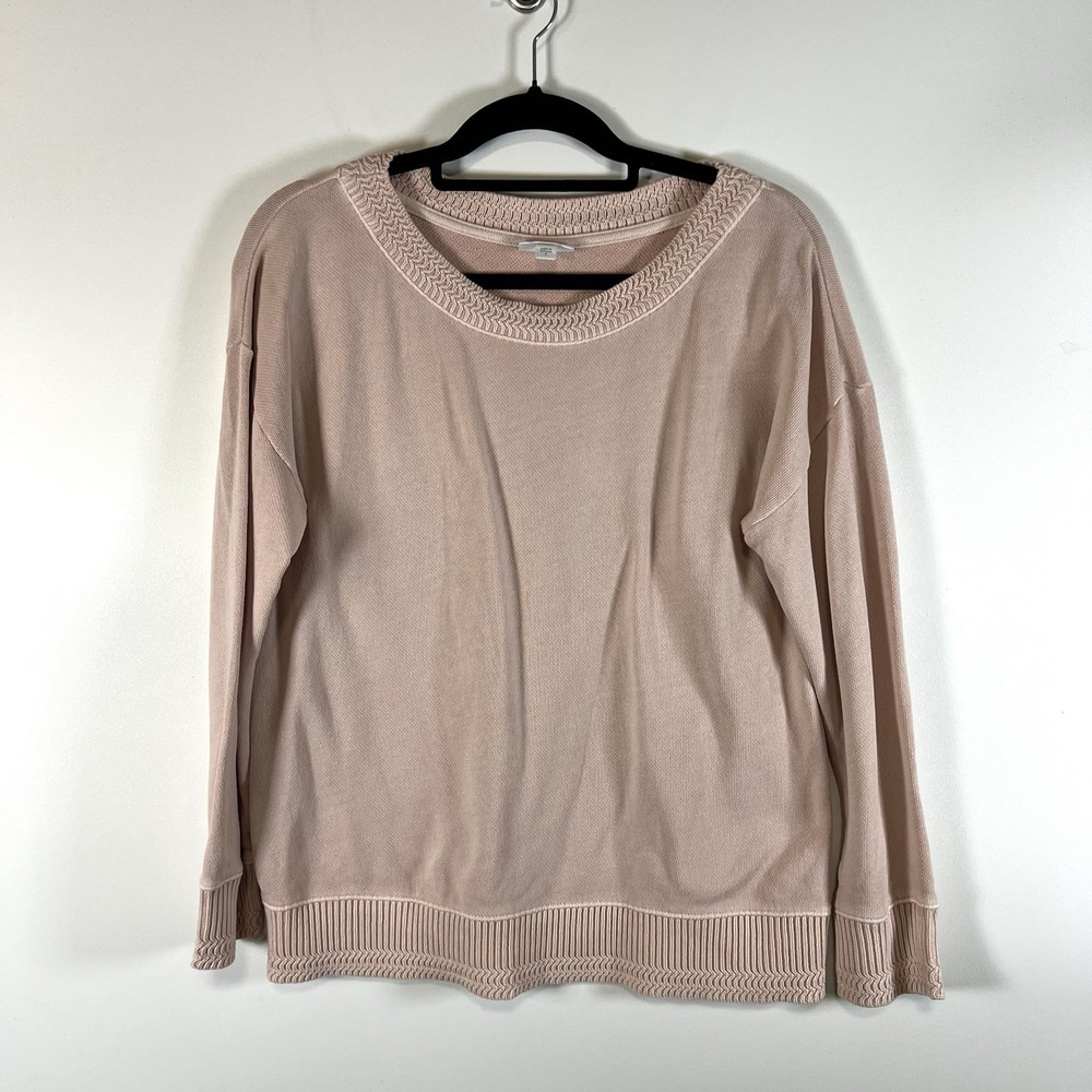 J Jill Womens Pink Easygoing‎ Relaxed Knit Long Sleeve Pullover Sweater Sz S